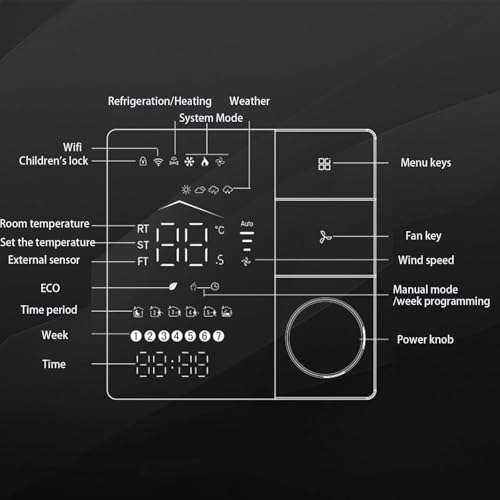 ALISMAEEL WiFi Smart Thermostat Air Conditioner Temperature Controller 2 Pipe for Home, HVAC Fan Coil Thermostat Smart Temperature Controller App and Voice Control