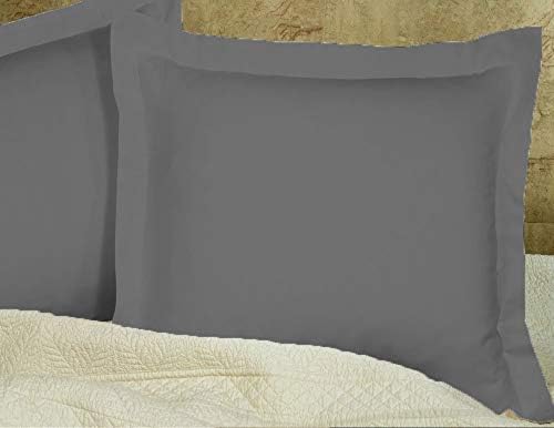 European Square Pillow Shams Set of 2 - 600 Thread Count 100% Egyptian Cotton Gorgeous Euro 26x26 Size Decorative Pillow Cover/Cases Tailored Poplin European Pillow Shams (Dark Grey, European 26 x 26)