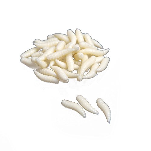 Sodial 50pcs 2cm Leurre De Peche Mouche Ver Leurres Souples Vers Ivoire
