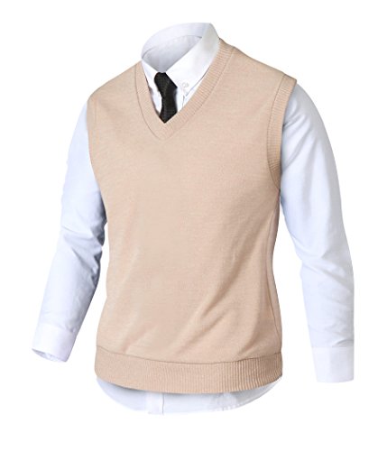 HARRISON83 Mens Slim Fit Basic Knitted V-Neck Pullover Sweaters Vest
