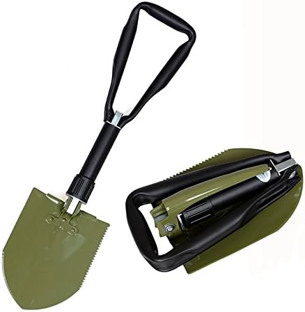 OutShovel Military Folding Shovel and Pick with Carrying Pouch, Multi Purpose for Camping, Hiking, Backpacking, Gardening - Tactical Army Entrenching Tool, Trench Shovel, Survival Steel Spade