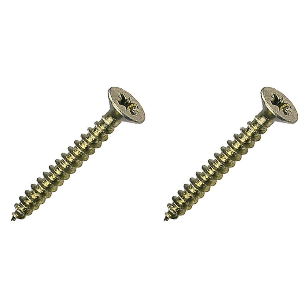 ForgeFix Multi-Purpose Single Thread Screws | 4.0 x 25mm | Zinc Yellow Passivated | Box 200 (Pack of 2)