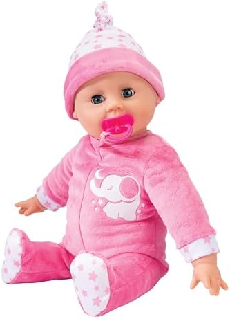 Simba 105140501 Laura Schlummerzeit, Soft Body Doll with Breathing Movements, 14 Baby Sounds, Sleeping Eyes, 38 cm Baby Doll, from 18 Months