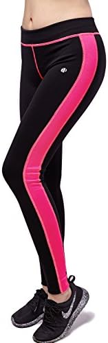 ZENNESSA Women's Active Workout High Waist Yoga Sports Pants Tight Ankle Legging S/M Black Fushia