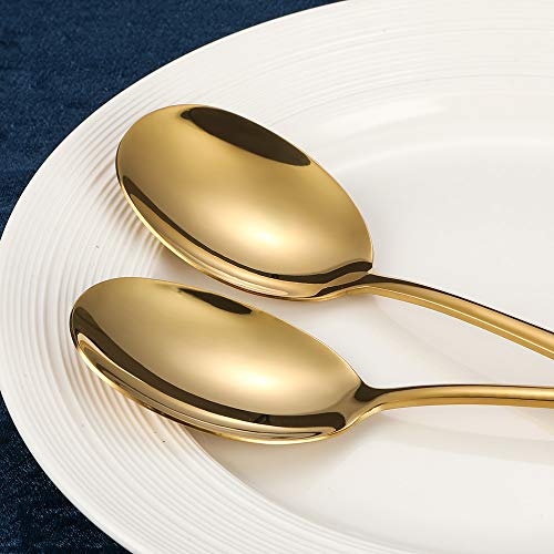Gold Large Serving Spoons set Serving Spoons x 4, Slotted Spoons x 4, 9