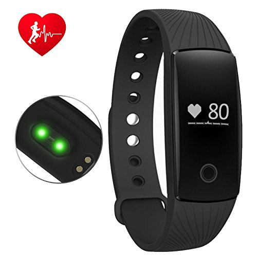 Fitness Tracker HR Monitor RIVERSONG Heart Rate Monitors Activity Smart Bracelet Sleep Monitors Pedometer Calorie Tracking Wristband Updated Version for iPhone and Android Phones (Black04)