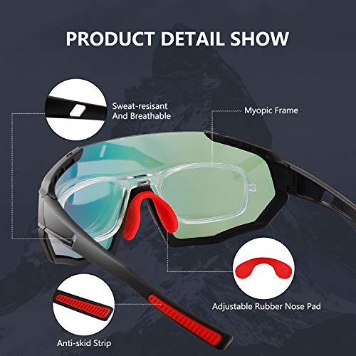 OULAIQI Sports Sunglasses Polarized Cycling Sunglasses for Man Woman with 3 Interchangeable Lens UV Protection for Cycling Fishing Running