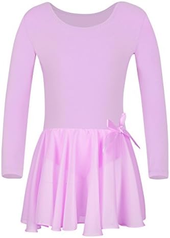 YEEIC Girls Team Basic Long Sleeve Leotard with Skirt Kid Dance Ballet Tutu Dress