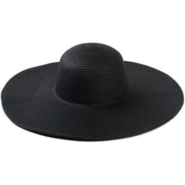 Scala Women's Big Brim Paper Braid Hat, Black, One Size at Amazon