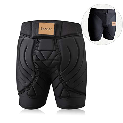 BenKen Ski Butt Pants Hip Protection Butt Guard for Skateboarding Skiing Riding Cycling (Black XL)