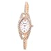 Women's Elegant Minimalism Rhinestone Crystal Stainless Steel Wrist Watch Rose Gold