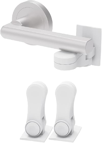 Inaya Child Proof Door Levers Lock 2 Pack Minimalist 3M Adhesive No Drilling