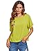 SweatyRocks Women's Casual Summer Tops Floral Embroidered Short Sleeve T Shirt Yellow Large