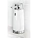 mDesign Decorative Hands Free, Touchless Automatic Hand Soap Dispenser Pump with Infrared Motion Detector Activated Sensor Light for Kitchen and Bathroom Sinks, Countertops - White/Chrome