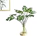Ahvoler Artificial Palm Leaves Tropical Monstera Leaf Stem Plant for Room Decor Hawaiian Jungle Green Party Decorations, 3 pcs 24.5 