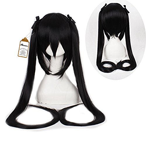 Free Hair Cap + Nakano Azusa Black Cosplay Wig Cosutme Wigs + Two Ponytails