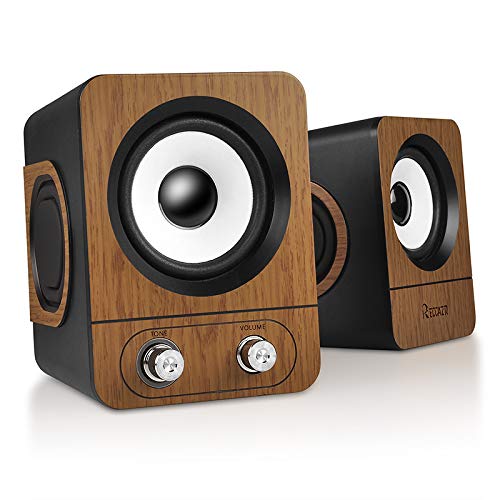 Computer Speakers, 2.0 CH Stereo Speakers with Surround Sound, USB Wired Powered Multimedia Desktop Speakers with Deep Bass for PC/Laptops/Smart Phone Build-in 4 Loudspeaker Diaphragm Reccazr SP401