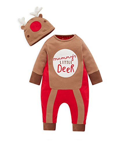 Baby Boy Christmas Romper Newborn Bodysuit Costume Outfit Hat 2pcs