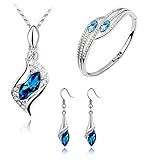 Clearance Deals Necklace+Earrings+Bracelet Jewelry Set Womens Mixed Style Bohemia Color Bib Chain Necklace Bracelet Earrings Jewelry by ZYooh (Blue)