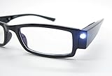 Fashion Design Optics Led Reading Glasses Light Glasses Oculos Degree Unisex Eyeglasses +1.0, +1.5, +2.0, +2.5, +3, +3.5, +4 (+2.0, BLACK)