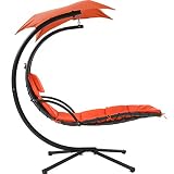 FDW Hammock Stand Outdoor Chair Outdoor Swings for Adults Patio Lounge Chair Outdoor Hanging Chair Outdoor Lounger Free Standing Hammock Deck Chair,Orange Red.