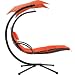 FDW Hammock Stand Outdoor Chair Outdoor Swings for Adults Patio Lounge Chair Outdoor Hanging Chair Outdoor Lounger Free Standing Hammock Deck Chair，Orange Red.