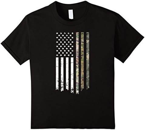 unisex-child Military Camo Camouflage USA Flag T-Shirt Tee 8 Black