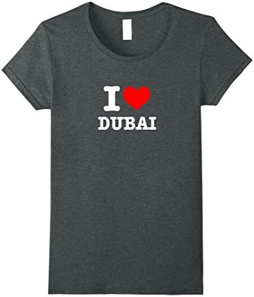 Womens I Love Dubai T-Shirt - I Heart Dubai Shirt XL Dark Heather