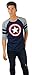 Marvel Mens Captain America Distressed Shield Varsity Football 3/4 Sleeve Raglan (Medium, Navy)