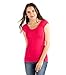 zhAjh Womens Basic Cotton Spandex Scoopneck Cap Sleeve Tee T Shirt