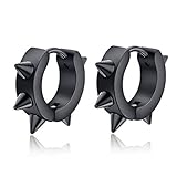 Hemlock Unisex Men Punk Ear Studs Cool Circle Hoop Stud (Black)