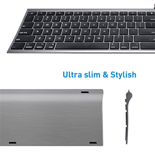 Macally Ultra-Slim USB Wired Computer Keyboard - Works Great as Both a Windows or Wired Mac Keyboard - Compatible Full Size Apple Keyboard with Numeric Keypad for Mac mini, iMac, MacBook - Space Gray