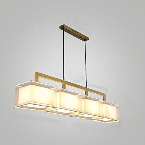 Multi-Heads Rectangular Chandelier, Linen Fabric Lampshade, E27, Nordic Modern Style Living Room Bedroom Dining Room Creative Pendant Lamps Cafe Club Bar Restaurant Hanging Lights, 3 Lights 4 Lights A