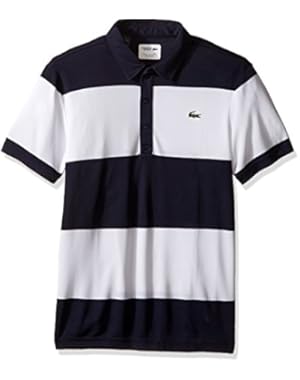 Lacoste Men's Golf Performance Golf Short Sleeve Bold Stripe Jersey Ultradry Polo Shirt