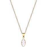 TALOKIGEMS Birthstone Necklace for women trendy 18k Gold Plated Stainless Steel Sparkling Cubic Zircon Leaf Type Necklace for Women, Dainty Minimalist Birthstone Jewelry Gift