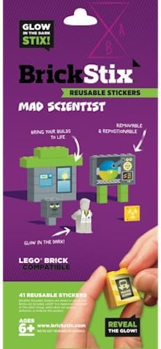 BrickStix Glow-in-the-Dark Mad Scientist Reusable Stickers