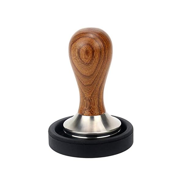 S-TROUBLE Barista Espresso Tamper Holzgriff Kaffeehammer Edelstahl Flat Tamper Base Kaffeestempel mit Matte Kaffeepulver…