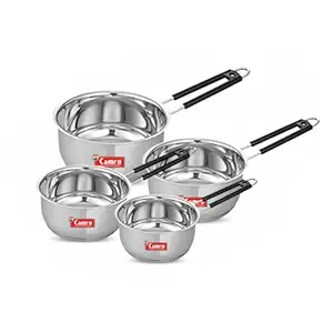 Camro Induction Bottom Deep Sauce Pan Set 4 (10 No,13 No) 1.5 Liters, 2.3 Liters | Gas Stove Compatible | Dishwasher Safe | 15+Years of Innovation and Quality