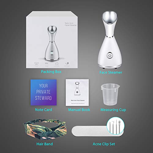 Nano Ionic Facial Steamer,CREPOW Facial Steamer Mini Portable Warm Mist Humidifier Atomizer Sprayer Moisturizing Face Steamer for Home Sauna SPA,Pores Cleanse Clear Blackheads Acne Impurities Skin