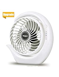 Ventilador con funcionamiento a pilas, ventilador recargable de vinilo: rotación de 180° y 3 velocidades, ventilador portátil USB silencioso, batería optimizada y horas de trabajo más largas, fuerte refrigeración.
