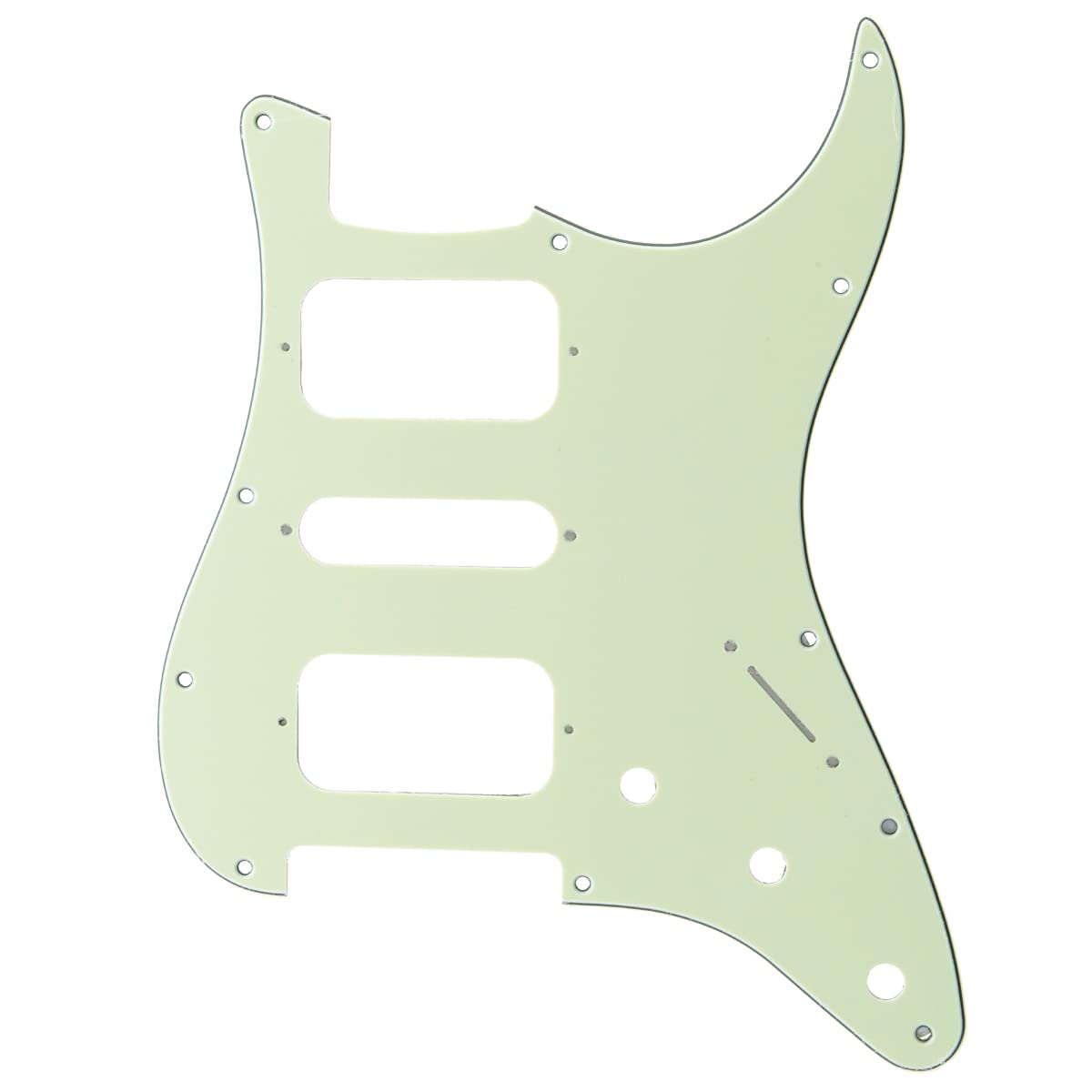 Musiclily Pro 11 Holes Round Corner HSH Strat Pickguard for American/Mexican Fender Standard Stratocaster Electric Guitar, 3Ply Mint Green