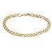 Barzel 18K Gold Plated Curb Link Anklet For Women, 10 Inches - Made In Brazil