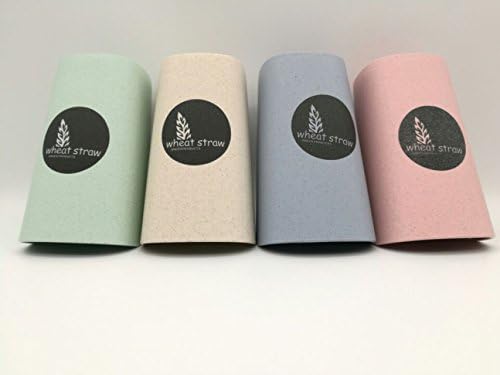 Eco Friendly Cup Wheat Straw Biodegradable Unbreakable Mug Toothbrush Holder Rinse Cups, Pack of 4