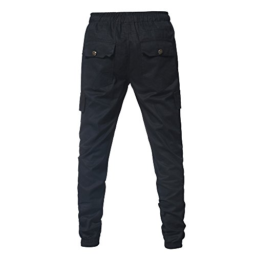 Mens Twill Jogger Pants, Men's Athletic-Fit Cargo Pant, Men's Drawstring Classic Joggers Pants Sport Sweat Pants (Black A, XL)