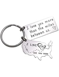 Love Keychains for Couples I Love You More Than The Miles Between Us I Will See You Soon Long Distance Relationship Gift Boyfriend Gift Girlfriend Gifts Going Away Gift State Keychain (Keychain)