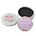 Eye Brush Cleaner, Color Removal Sponge, Quickly Shaking Off Eyeshadow Power Colors on Black Coarse Sponge, White Case with Pink Rose Printed
