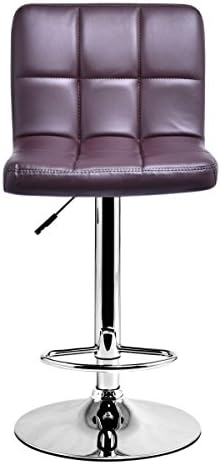 Modern Leather Bar Stool Brown Color Adjustable Counter Swivel Pub Chair For Dining and Living Room ND003