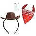 Mini Cowboy hat (Attachable Headband Included) with red Bandanna -! Perfect for Photos ! (Party Planning Checklist Included)