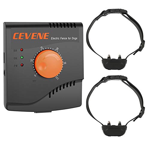 CEVENE Electric Dog Fence,Upgraded Aboveground/Underground Dog Containment System(IP66 Waterproof and Rechargeable Collar,Shock/Tone Correction,Solid Copper Wire,for 2 Dogs)