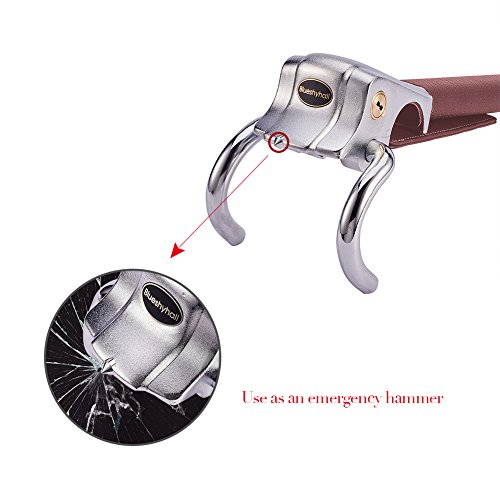 Blueshyhall Brown Antitheft Locking Devices Steering Wheel Lock with Safety Hammer